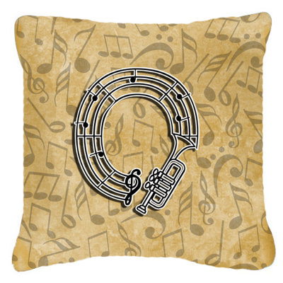 Monogram Initial Musical Instrument Indoor/Outdoor Throw Pillow