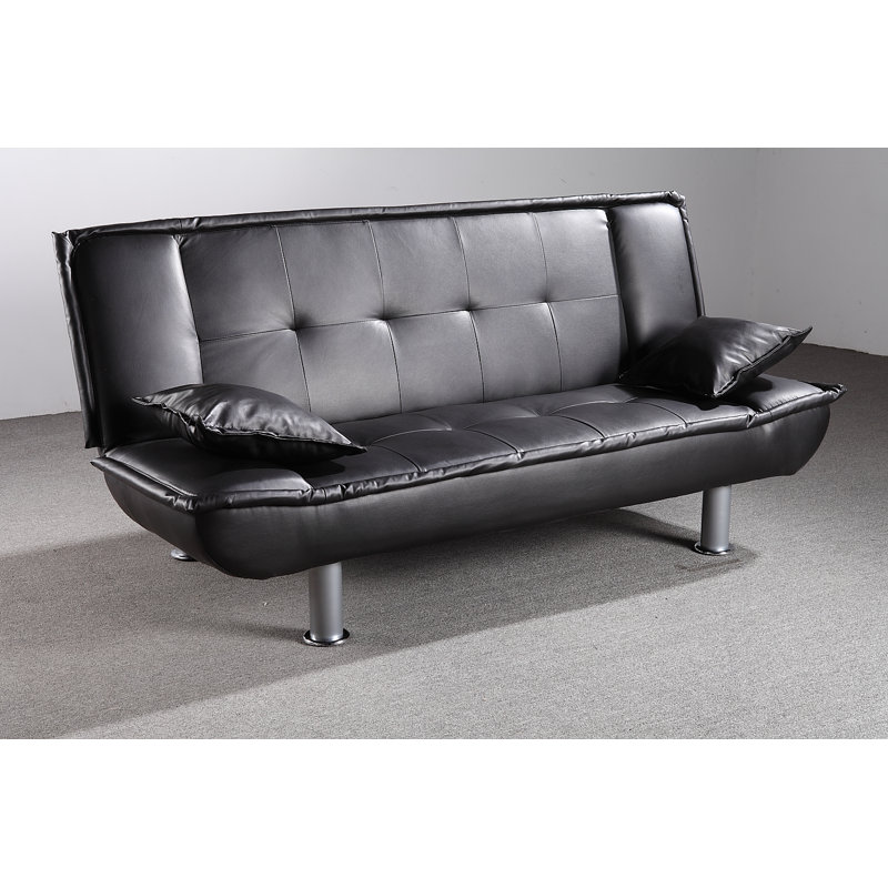 Lionel Sofa Bed, Black Faux Leather