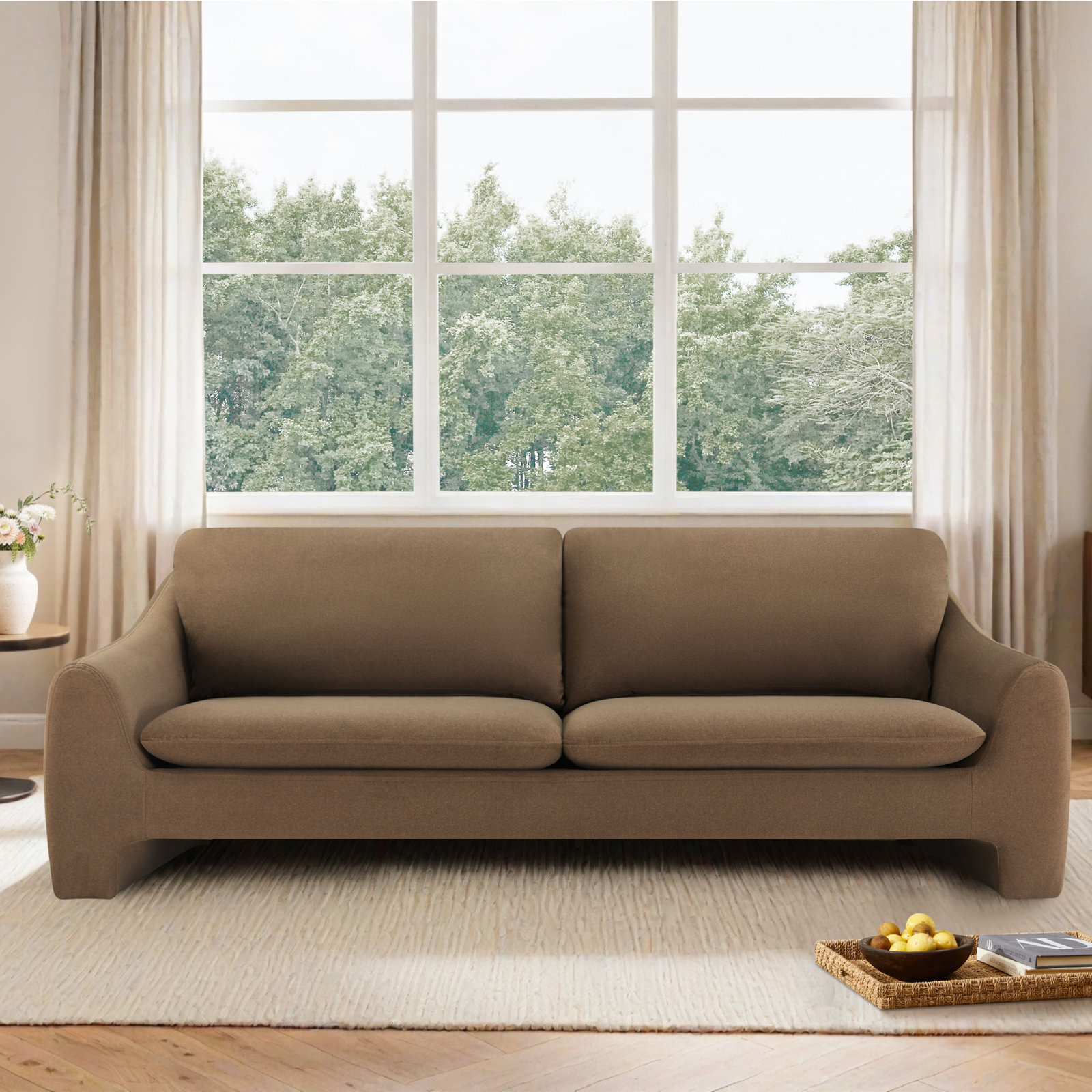 Elodie 87'' Upholstery Sofa, Vesper Forest Velvet