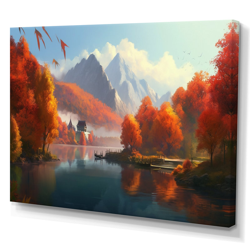 Feuillage d'automne dans les montagnes sur toile, H 12 po x l 20 po x P 1 po, Toile tendue