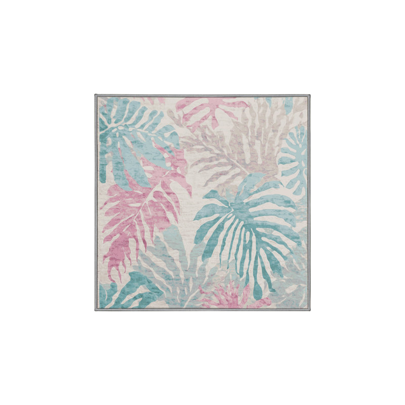 Machine Washable Gray Area Rug, Square 8'