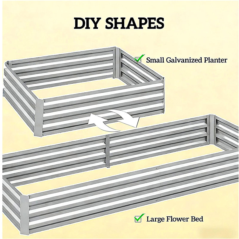 Flower Box,Plant Box,Garden Bed,Metal Raised Planter Box, Silver, 2