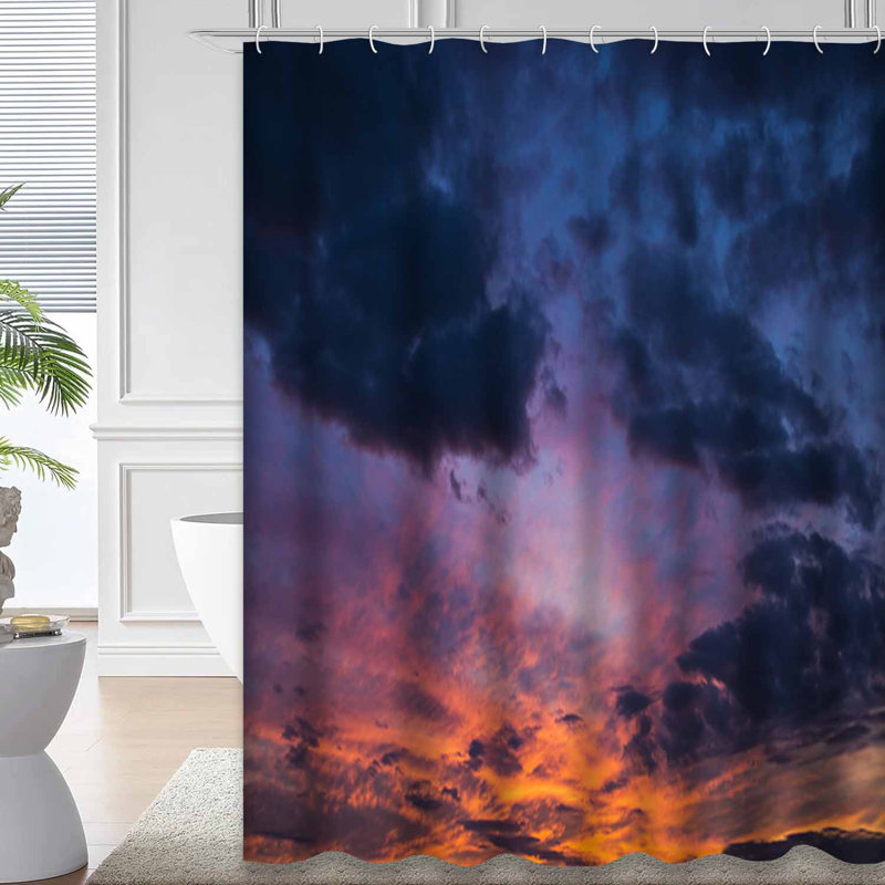 Rideau de douche coloré avec ciel rouge foncé, L 72 po x l 84 po