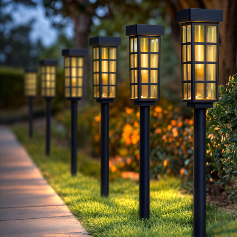 8-Pack LED Solar Pathway Lights – Waterproof Outdoor Landscape Lighting for Yard, Patio & Driveway, Glass