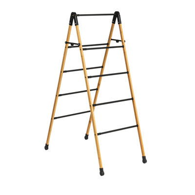 Séchoir à vêtements en bambou pliable en forme de V, support à linge compact haut de gamme avec 9 goujons, cadre écologique et stable