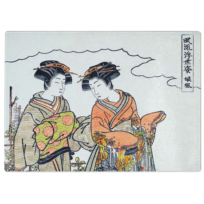 Tempered Glass Walking by a Stream by Isoda Koryusai Chopping Board, 28.5 cm W x 20 cm L