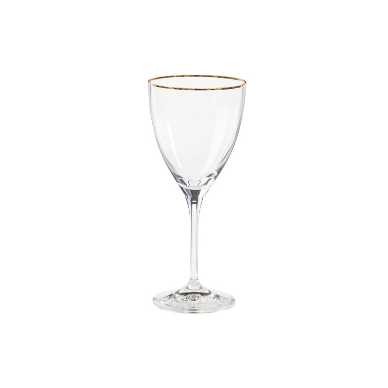Elegant Clear Wine Glasses with Golden Rim - Set of 6