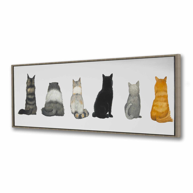 «Six Cats Lined Up Back View - Gray Feline», art sur toile