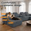 Canapé moderne en forme de U en velours côtelé gris foncé à 6 places avec méridienne et porte-gobelet - Canapé modulaire surdimensionné à compression de 145,7 pouces-1591471448