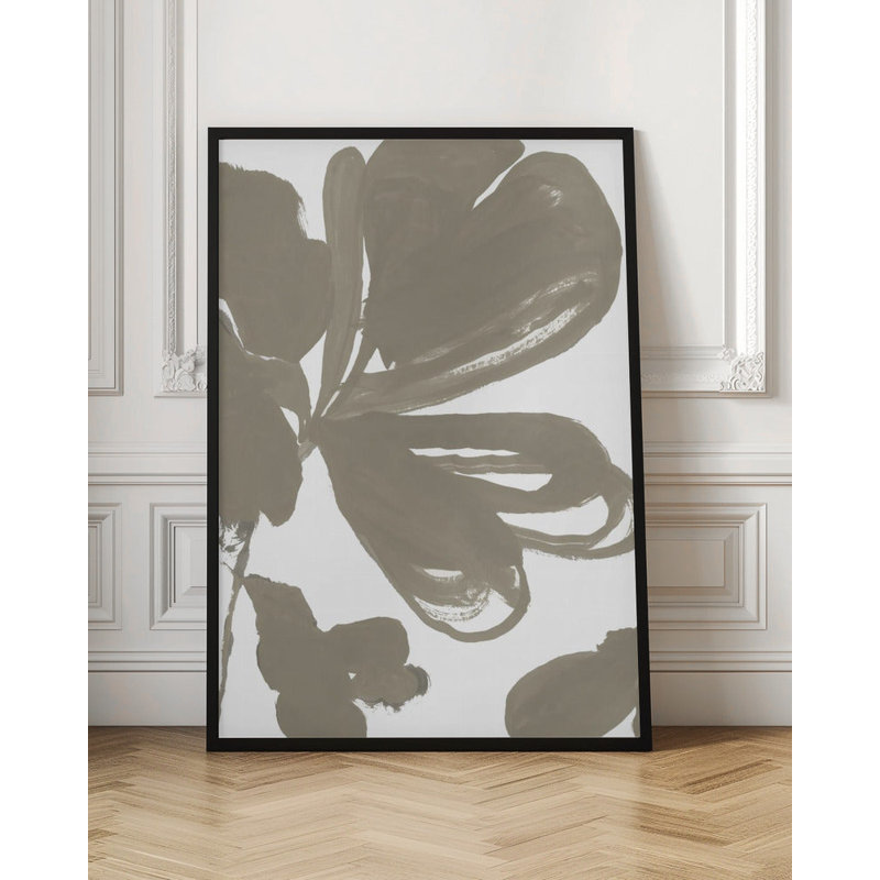Taupe géant floral 1, H 20 po x l 24 po, Noir
