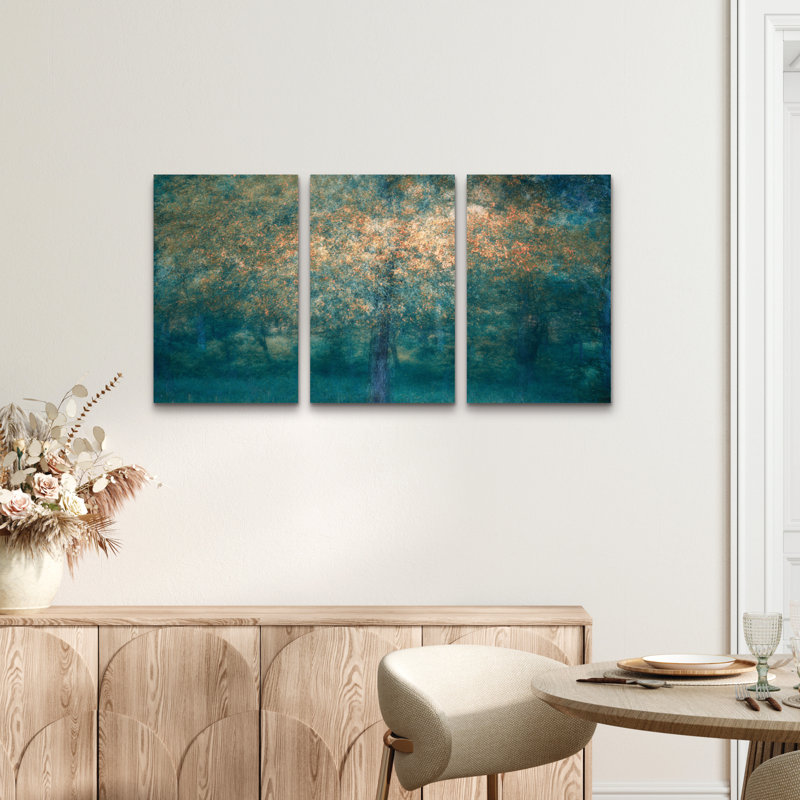Ensemble de 3 panneaux muraux - Masaki Sugita «etch», art mural sur toile pour le salon, la chambre à coucher ou le bureau 