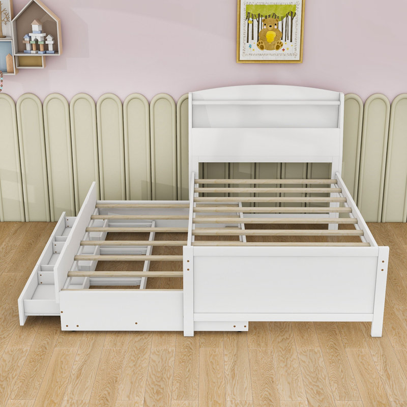 Lit plateforme en bois avec 3 tiroirs Charead, Lit simple