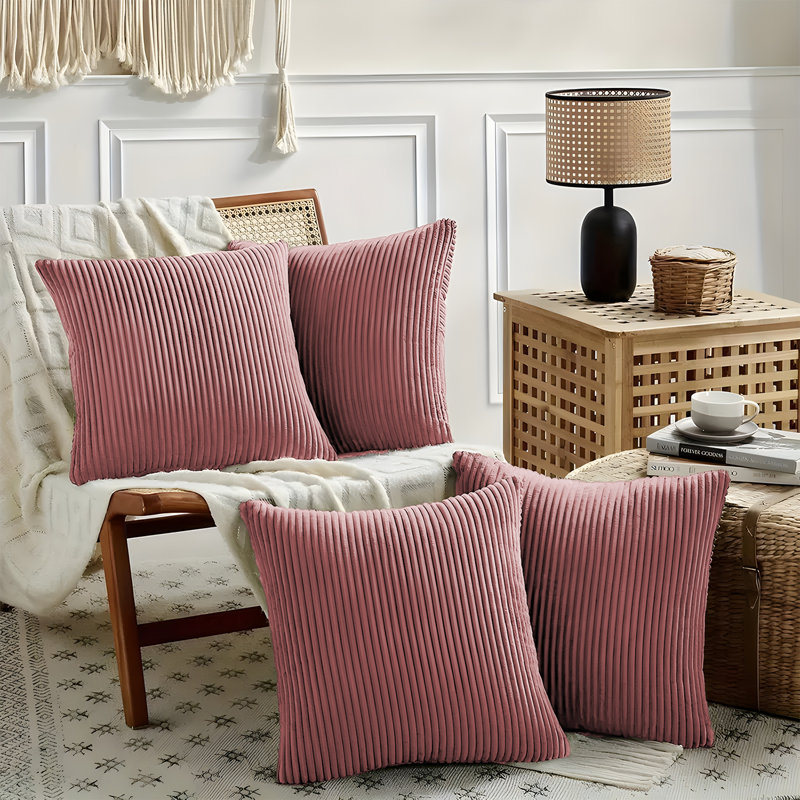 Striped Square Cushion, Light Pink