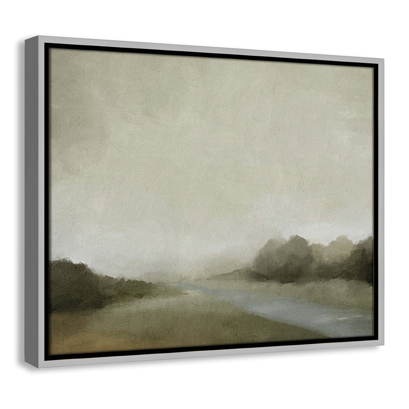 Peinture à l'aquarelle sur cadre flottant Vanora "Lovers Creek", H 17,5 po x l 21,5 po, Argent argent