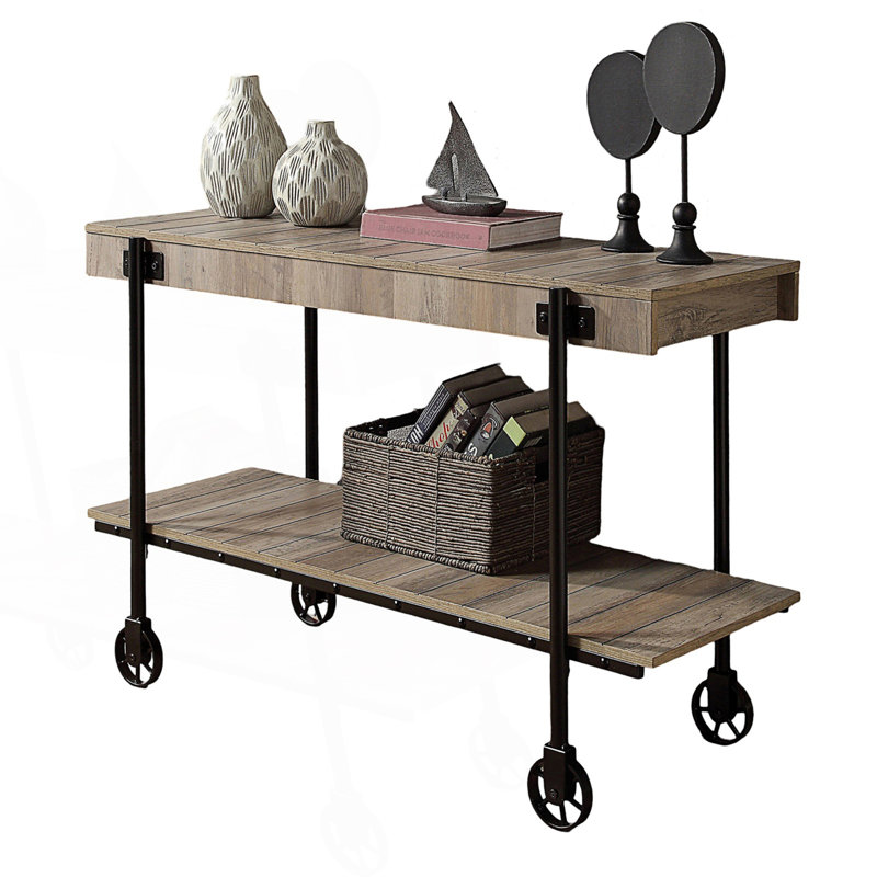 Table de canapé de style industriel, console avec tablette inférieure ouverte, table d'entrée