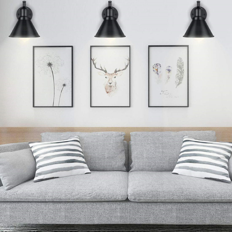 Black Industrial Swing Arm Wall Sconce with Plug-In Option