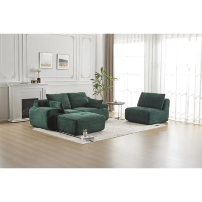 Pet - Corduroy 3 Seat Sectional With High Density Memory Foam, Customizable Arrangement, No Assembly, For Many Spaces Combination, Living And Bed Areas