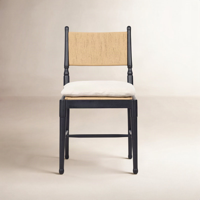 Fayth Dining Chair with Cushion, Dune Linen, Stained Black Ash