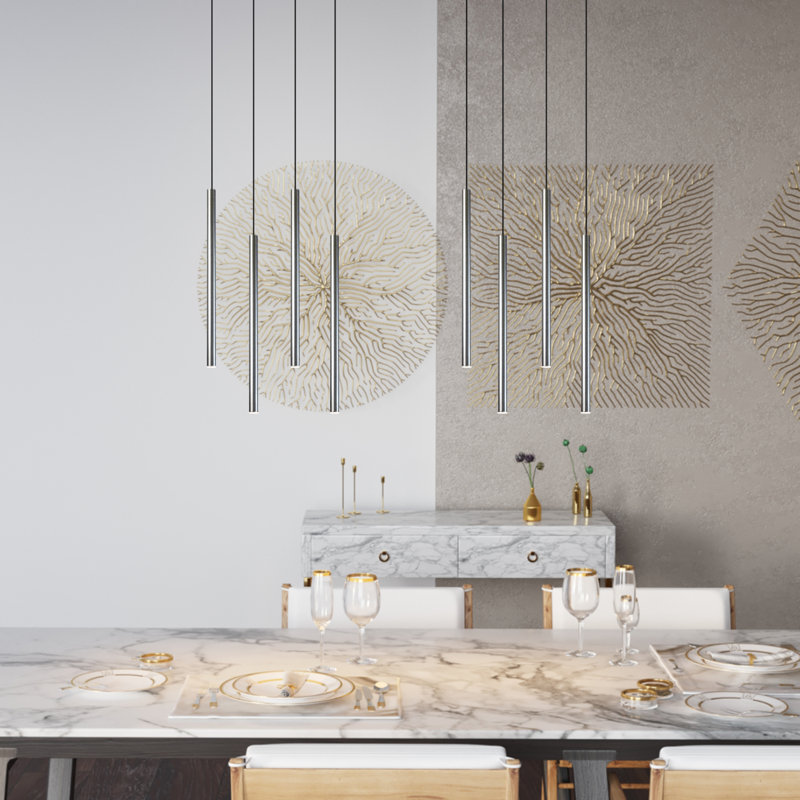 Luminaire suspendu cylindrique à 4 lumières DEL Baileyton, Nickel