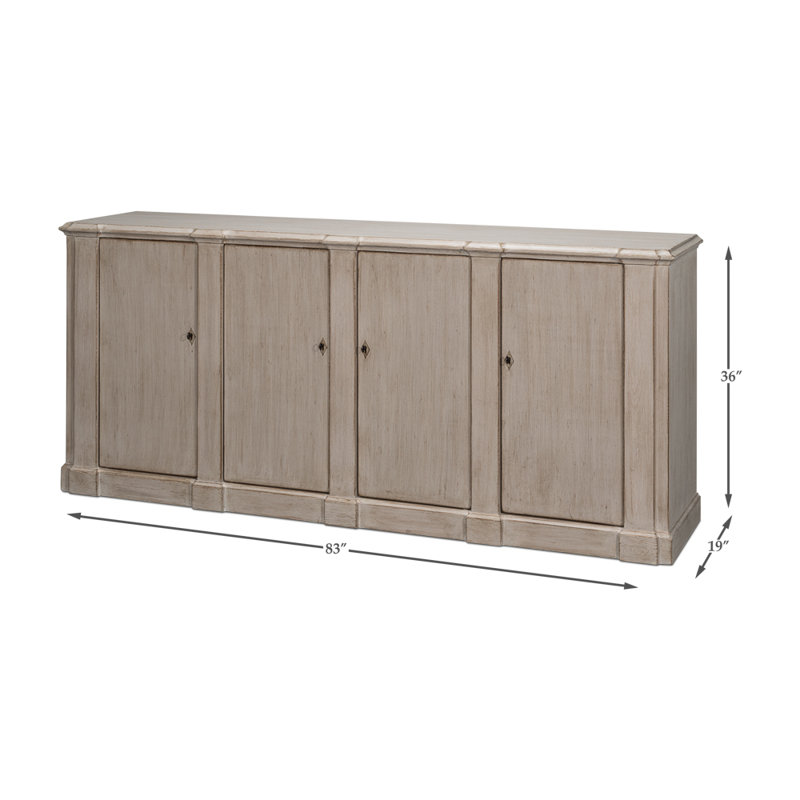 Villefranche Solid Wood Sideboard, Stone Gray