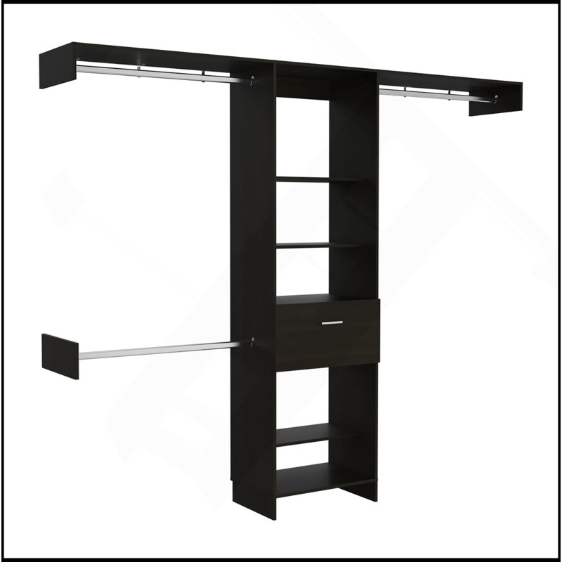 250 Closet System British, Bedroom, Black