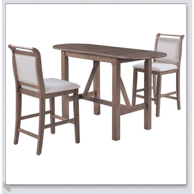 3-Piece Extendable Wood Dining Set with Upholstered Chairs for Compact Spaces and Versatile Use