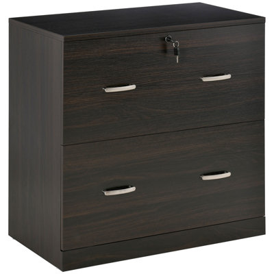 Vinsetto 2-Drawer File Cabinet With Lock And Keys, Vertical Storage Filing Cabinet With Hanging Bar For Letter Size, Home Office, Walnut