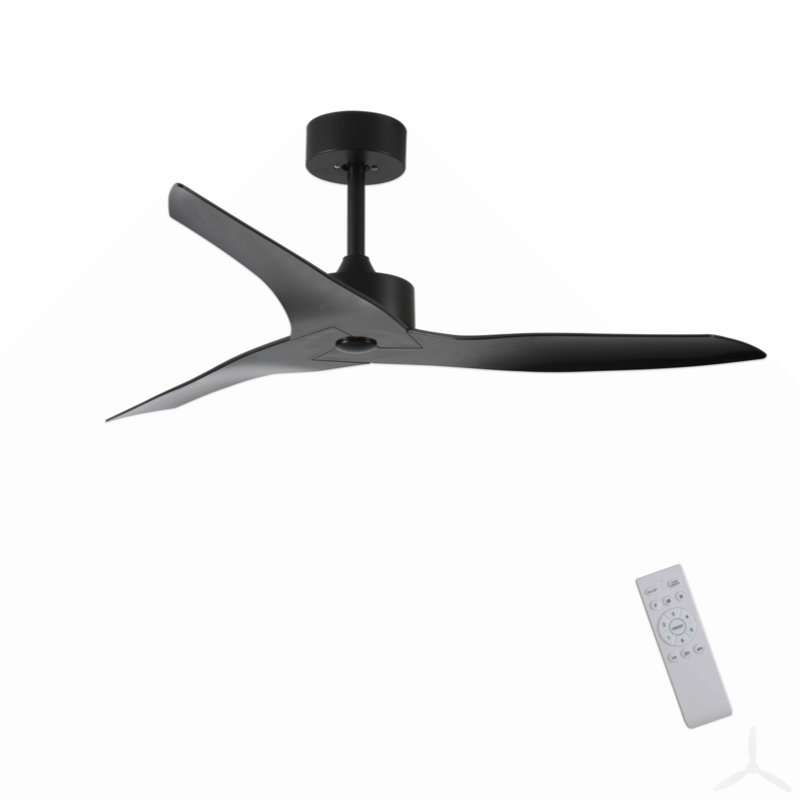 Ventilateur de plafond extérieur 52 po sans lumière avec télécommande, 3 pales ABS Farmhouse, Noir