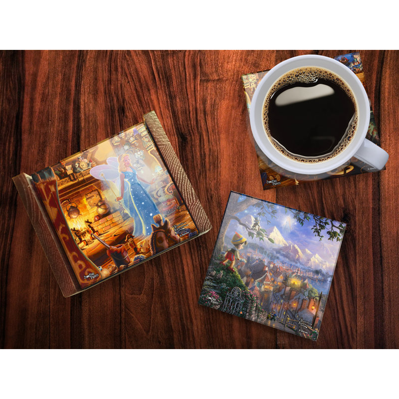 (Symboles) Ensemble de sous-verres en verre Starfire, Disney / Pinocchio