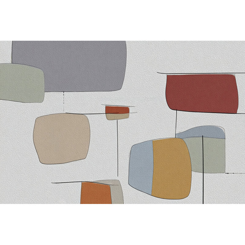 «Mid Century Color Forms», art abstrait moderne sur toile tendue, H 36 po x l 48 po x P 1,5 po