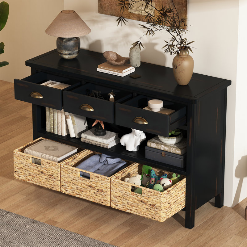 Console rétro avec 3 tiroirs de rangement, Espresso