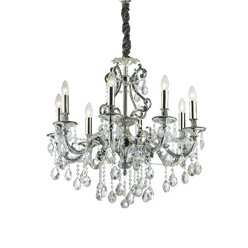 8 - Light Candle Style Chandelier, Sliver