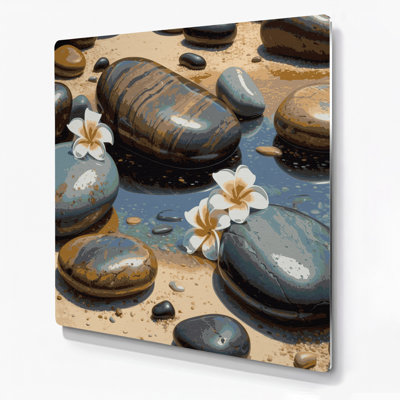 «Hawaiian Beach Rocks», art mural en métal gris