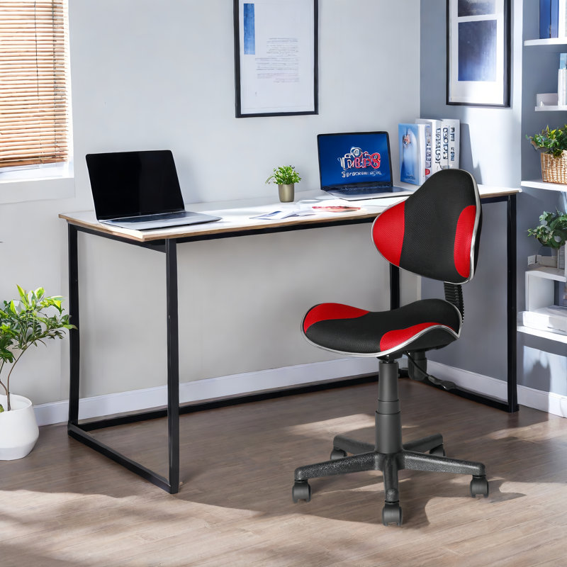 Aldous 360° Swivel Writing Office Task Chair with Mesh Back and Adjustable Height, Black/Red