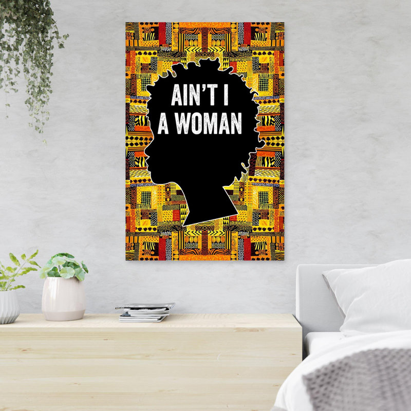 «Black Girl On» sur fond coloré - «Ain’t I A Woman», reproduction d'art graphique sur toile tendue