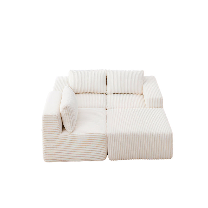 Boneless Creamy Modular Suede Sofa: Space-Saving Chic