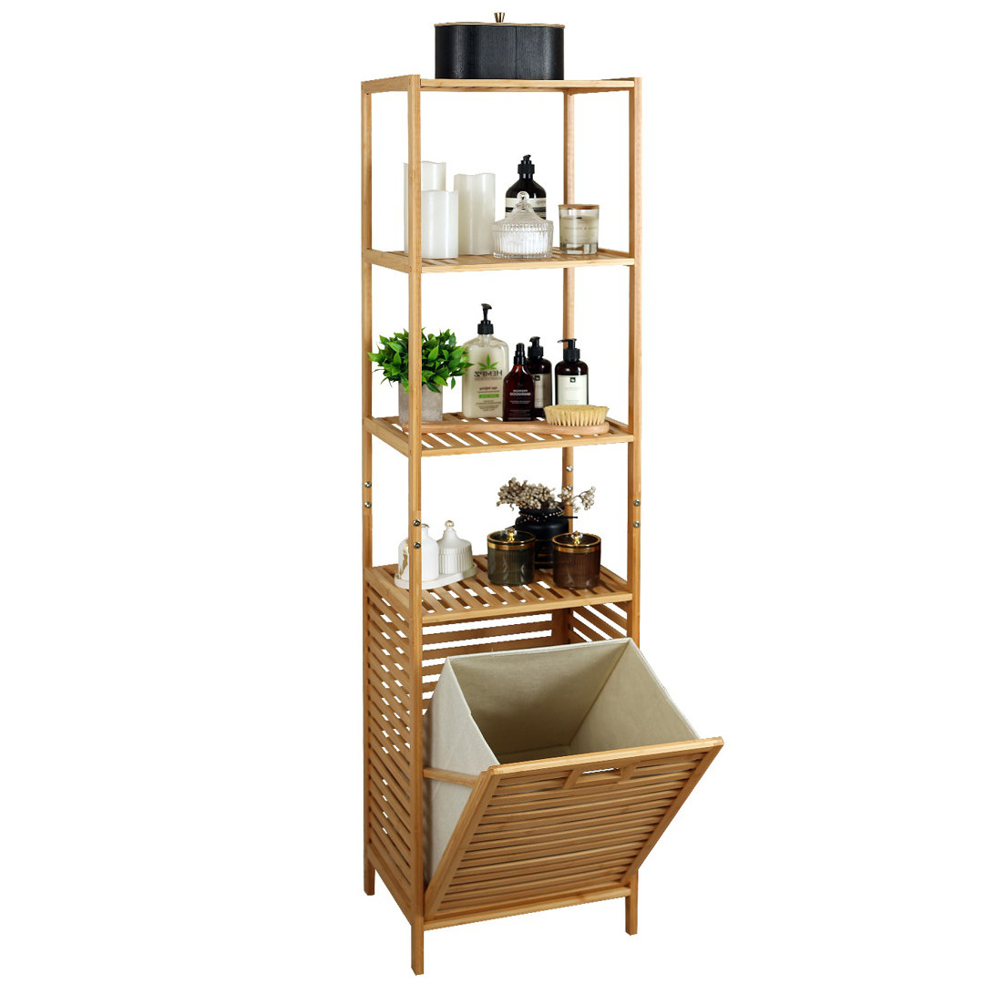 Froppi Wooden Washing Hamper Laundry Basket for Bathrooms L40.5 W33 H160 cm