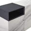 Arguelles Modern 3-Door Sideboard With White Marble-Effect Tempered Glass And Black Open Shelving