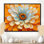 Blanc, pissenlit, orange, rayonnant, fleur, pissenlit, art mural, salon