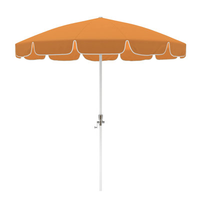 8.5' White Patio Umbrella With Fiberglass Ribs And Collar Tilt In Tangerine Sunbrella