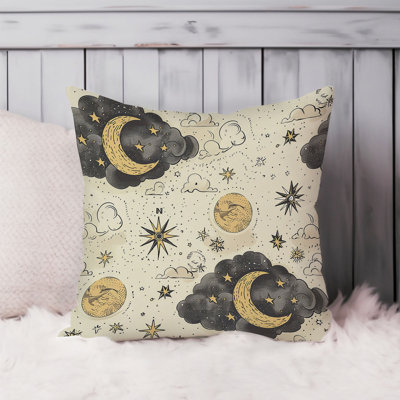 Astronomy and Space Celestial Moons XII Bohemian Throw Pillow Cover