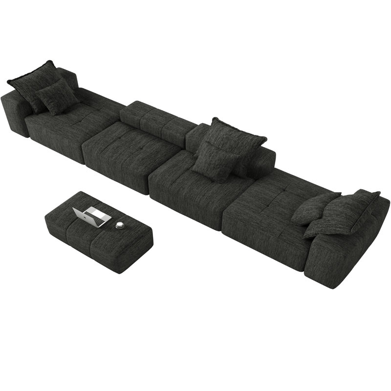 Canapé modulaire surdimensionné moderne avec coussins moelleux et combinaison de bricolage, aucun assemblage requis, Black