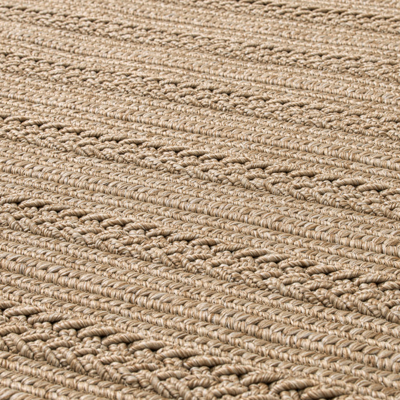 Torsade Striped Area Rug in Naturel, Rectangle 6'7" x 9'10"