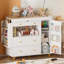 Commode pour chambre de bébé avec table à langer, table à langer moderne, commode pour chambre de bébé avec 3 tiroirs et tablettes, lit de bébé avec table à langer, blanc