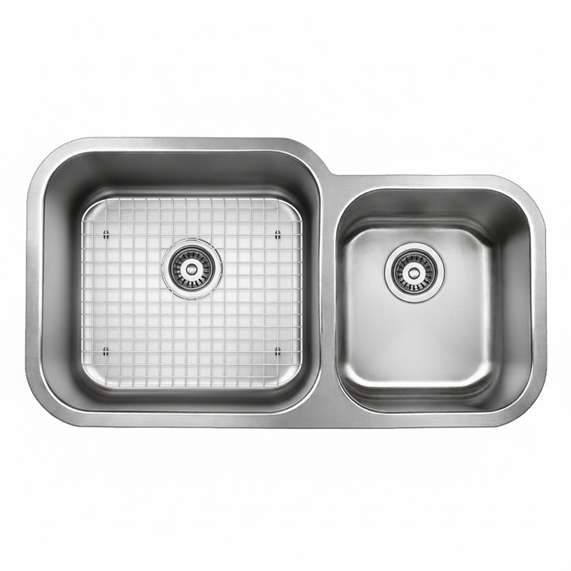 Whitehaus 33" brushed stainless steel double bowl undermount sink