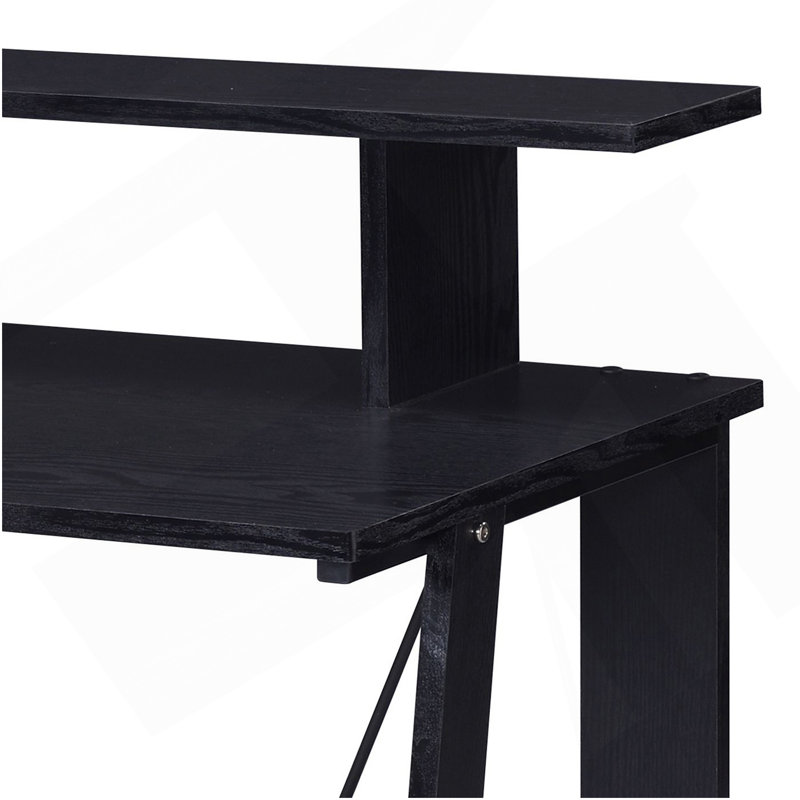 Black Writing Desk With Upper Shelf