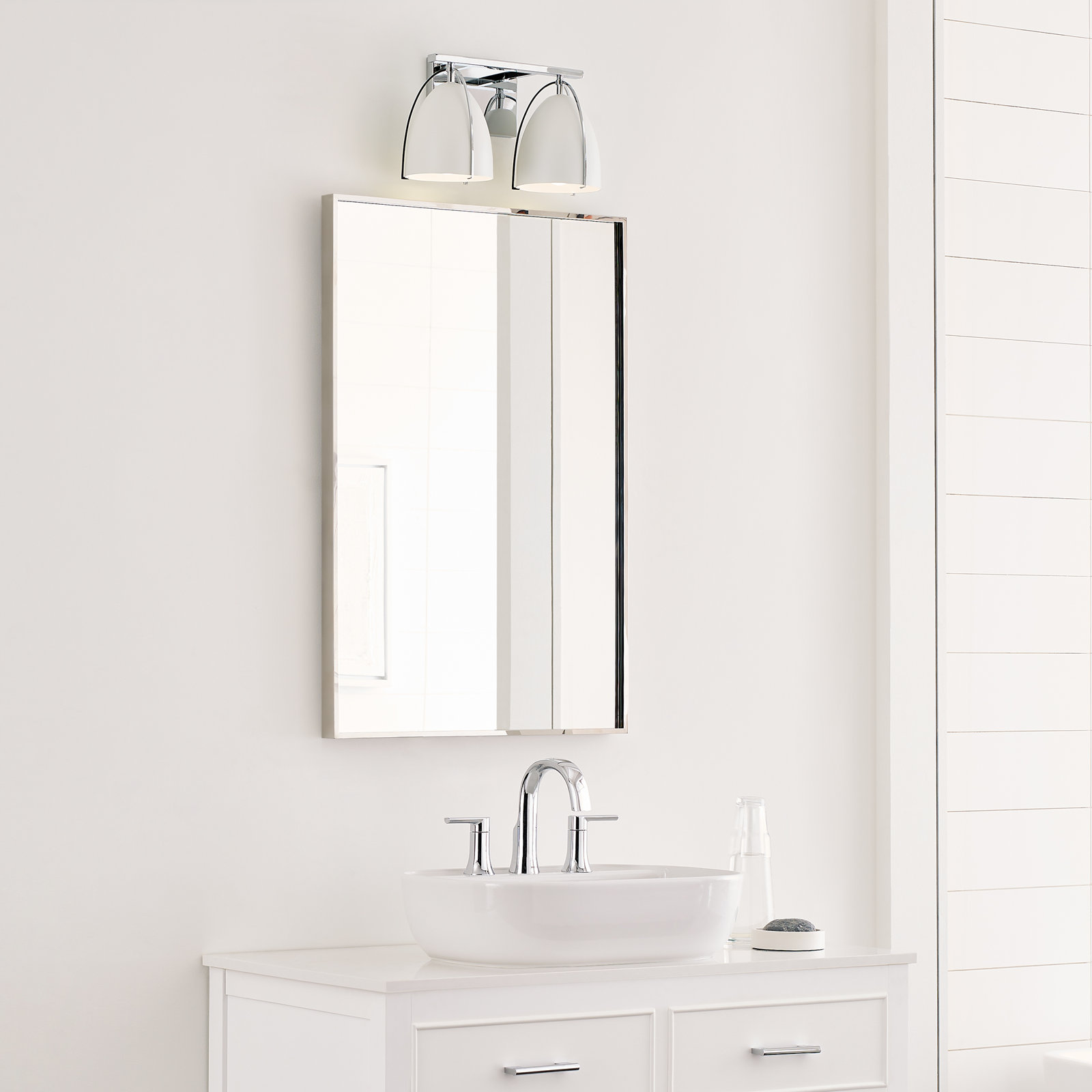 Nikki 2-Light Dimmable Vanity Light , Chrome, No, White
