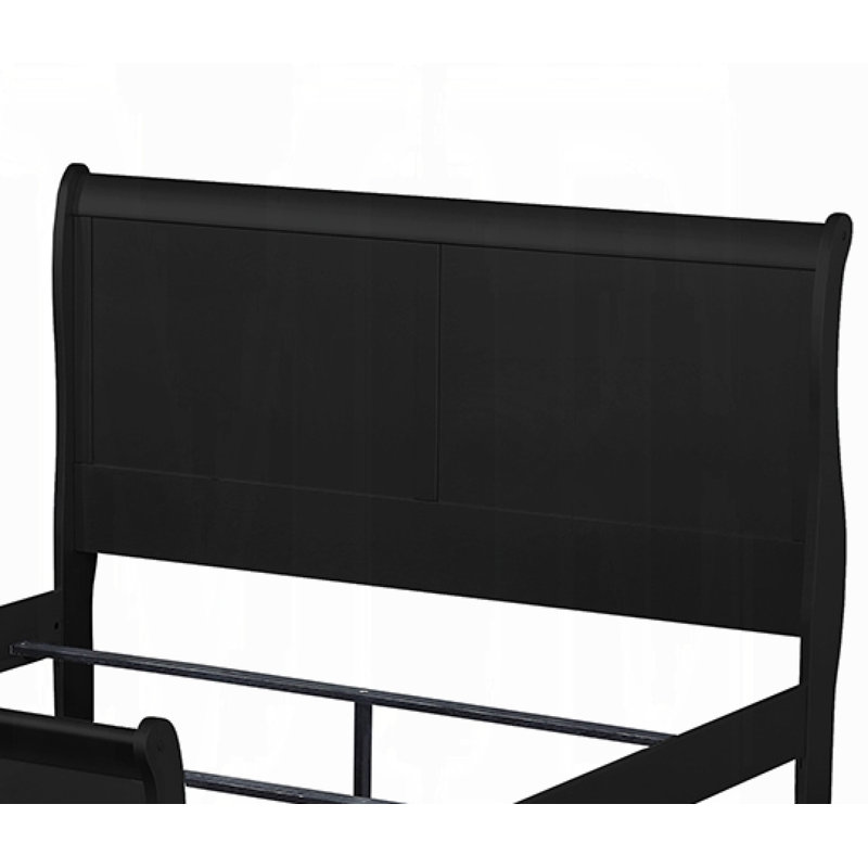 Louis Philippe Bed Component Headboard And Footboard, Black, Queen