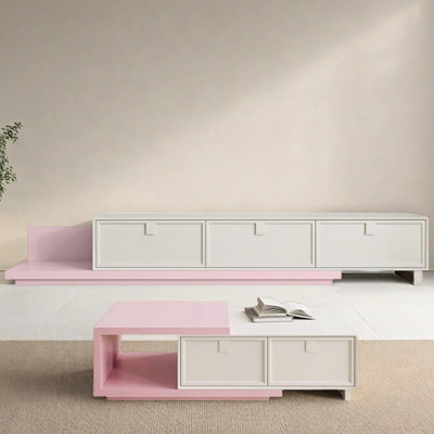 Expandable Solid Wood TV Stand & Coffee Table Set