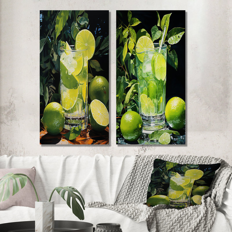 Ensemble de 2 décorations murales Caipirinha, H 40 po x l 41 po, Toile tendue